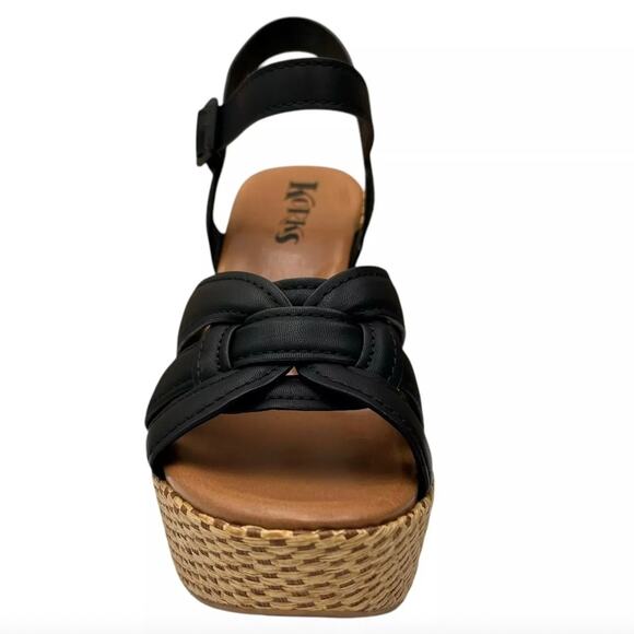KORKS Dee Wedge Platform Sandal Size 7 Black/Tan Block Heel sz 8 NEW $130 - Picture 3 of 7